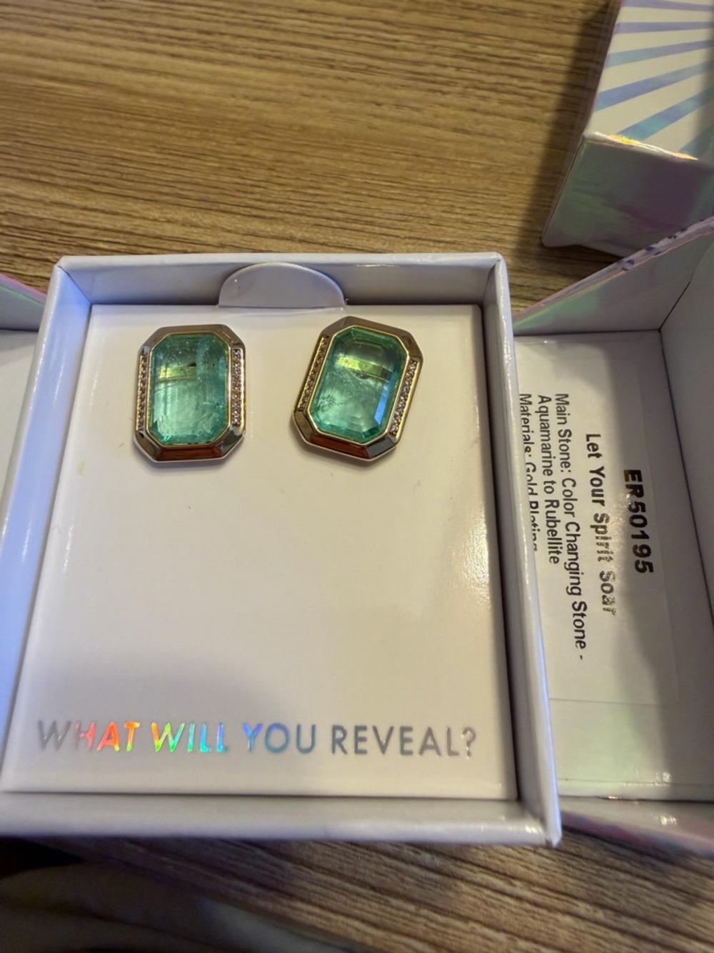 Aqua Emerald Octagon Stud Earrings - Women Jewelry
